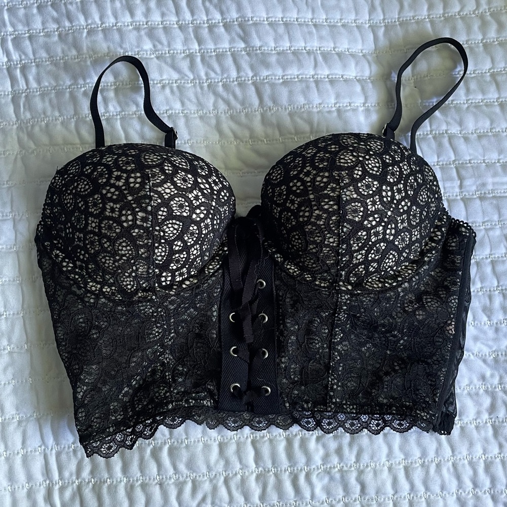 Victoria’s Secret Black Lace Balconette Corset Bra
